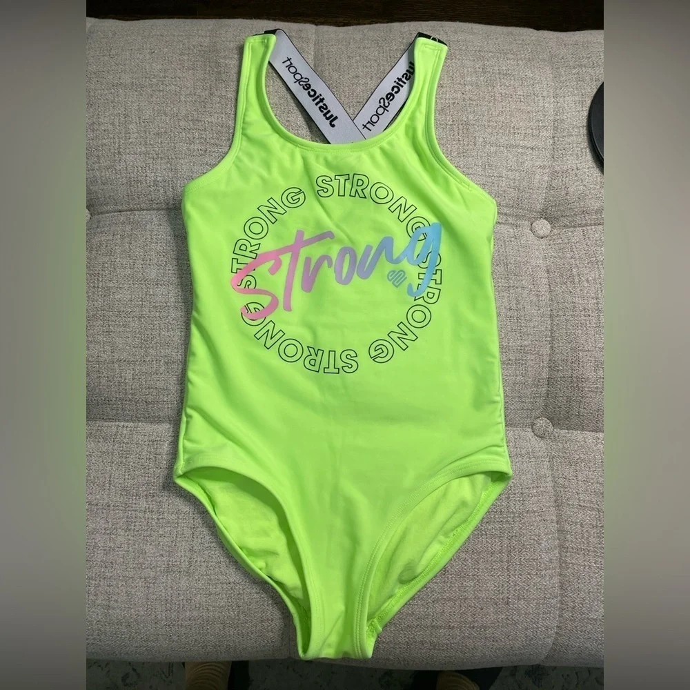 Justice Girls One Piece Cross Strap Strong Swimsuit SIZE 10
